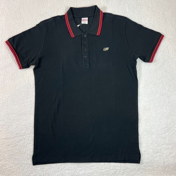 DIESEL 55DSL Polo Shirt Solid Black Y2K Streetwear Cotton Men's Size L VTG NWT - Picture 1 of 14